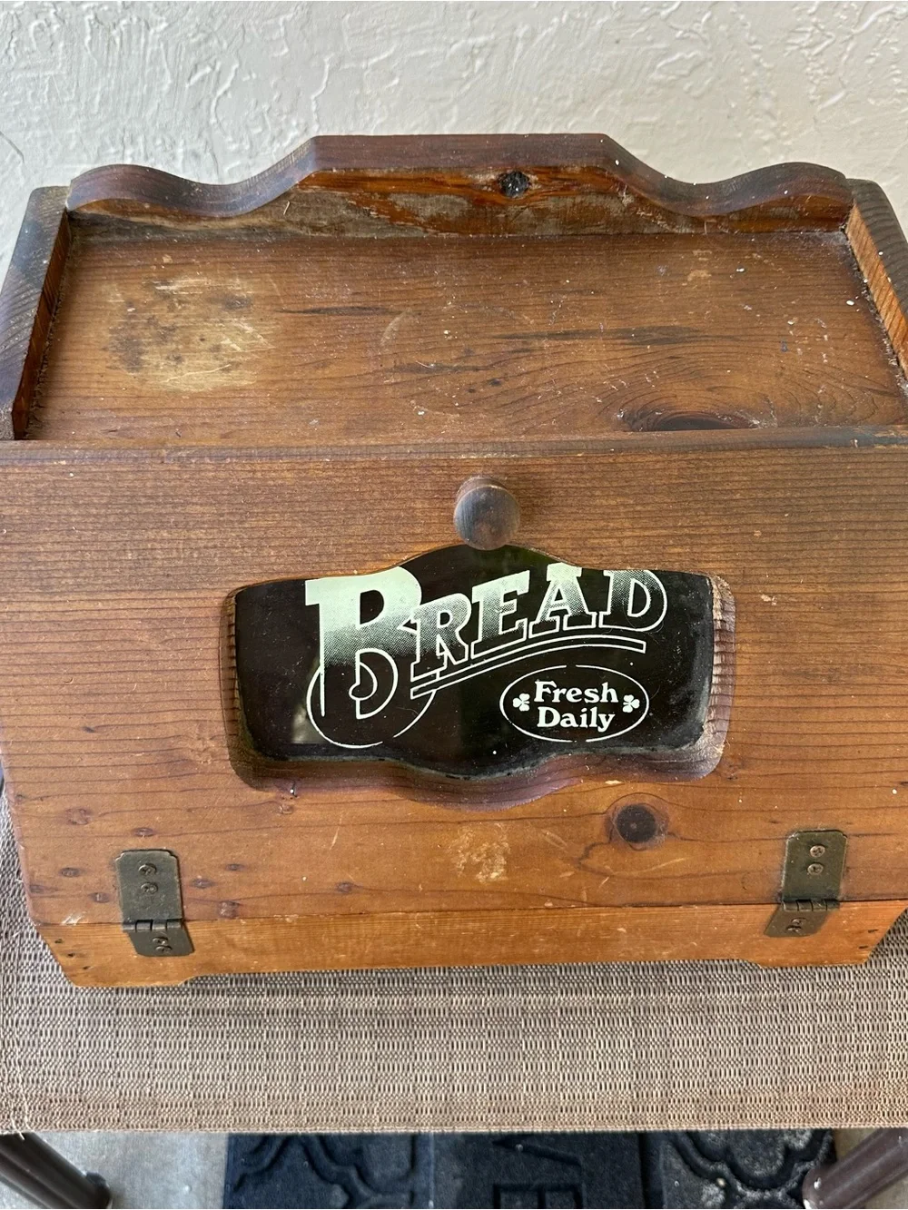 Vintage Wood Bread Box Glass Door Farmhouse Cottagecore Kitchen